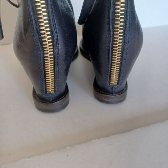 BUTTERO Ankle Boots Minimalist Lagenlook Black Suede Leather Wedge Sz 37.5 - Picture 4 of 11